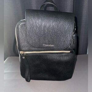 Calvin Klein Black Leather Backpack